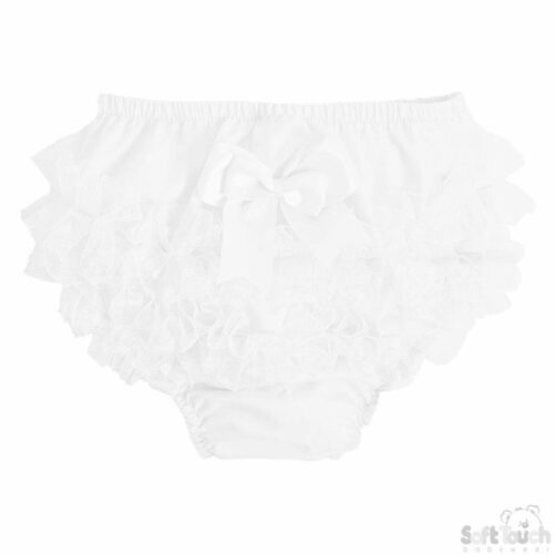 White Frilly Pants With Dotty Lace