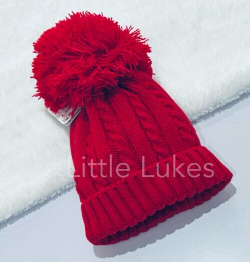 Red Knitted Pompom Hat