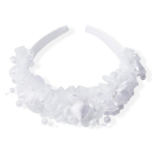 White Organza Beaded Headband