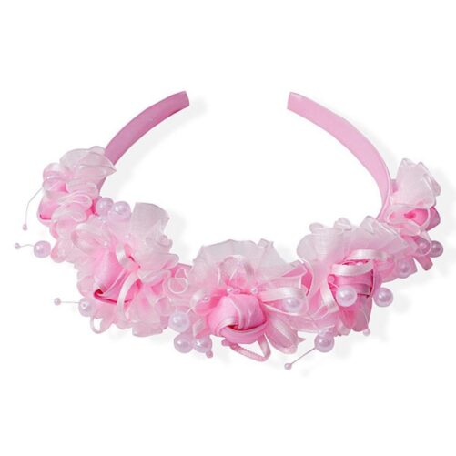 Pink Organza Beaded Headband