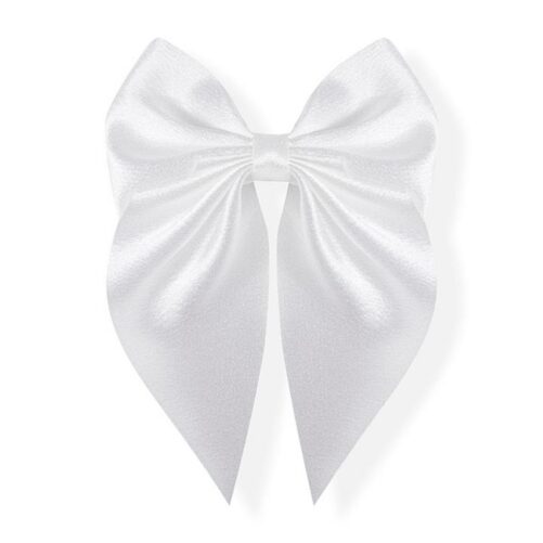 White Satin Bow Clip