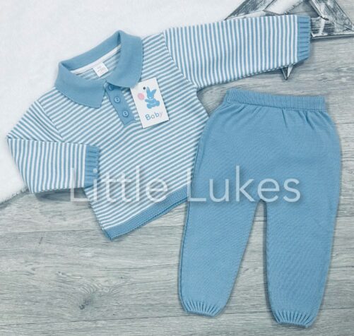 Blue Stripe Knitted Set