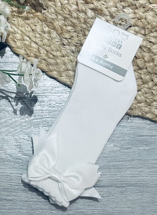 Nursery Time White Bow Sock 2224W