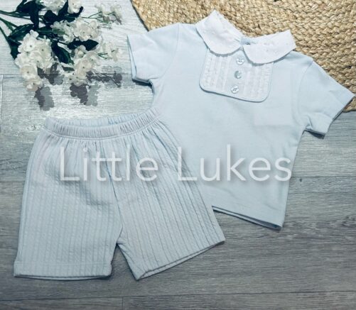 Sky Collared Shorts Set