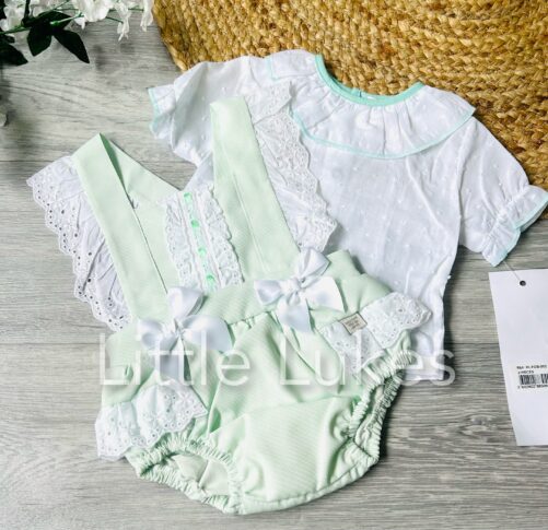 Mint Bow Frill Romper