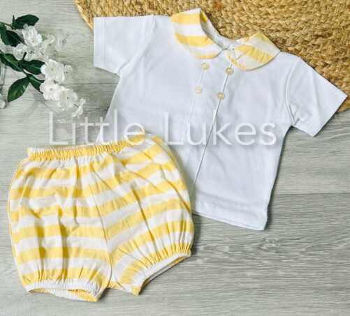 Yellow Stripe Shorts Set