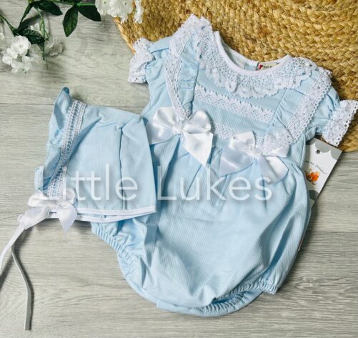 Blue Bow and Frill Romper