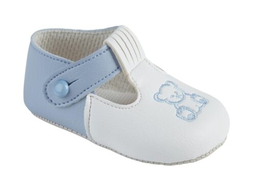 Sky Blue and White Teddy Soft Sole Shoe