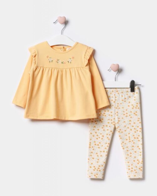 Yellow Flower Leggings Set