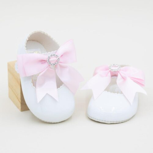 White and Pink Soft Sole Shoe