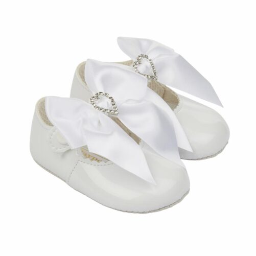 White Diamanté Bow Soft Sole Shoe