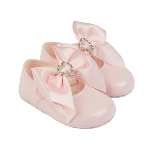 Pink Diamanté Bow Soft Sole Shoe