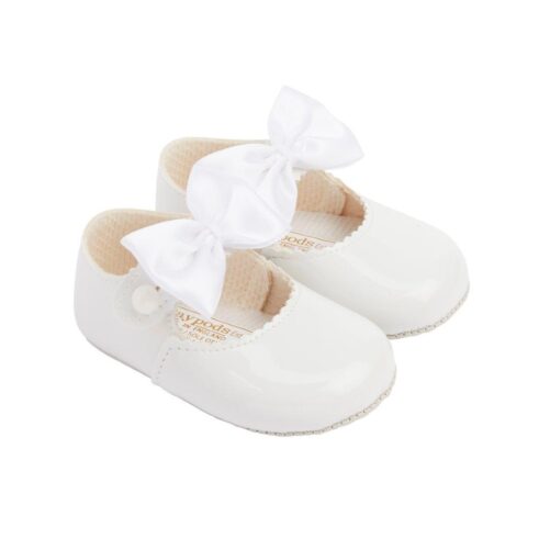 White Patent Bow Soft Sole Shoe