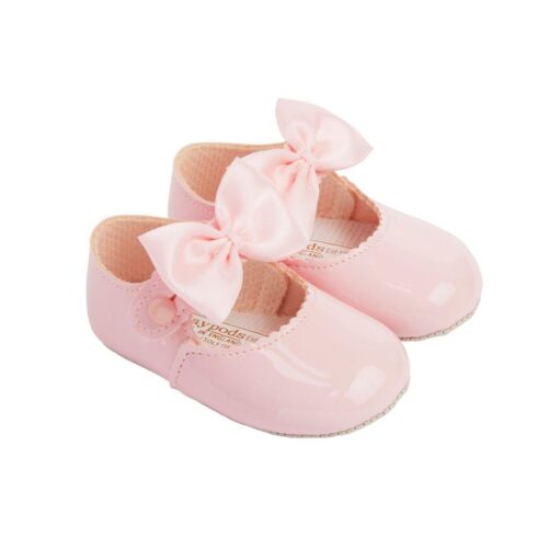 Pink Patent Bow Soft Sole Shoe