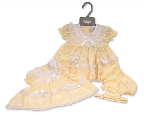 Lemon Lace and Bow Dress Set