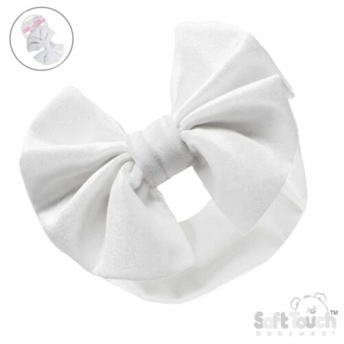 White Velour Bow Headband