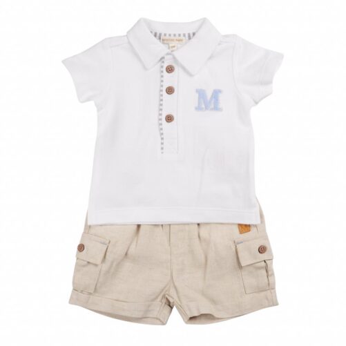 Mintini Beige Logo Shorts Set 6317