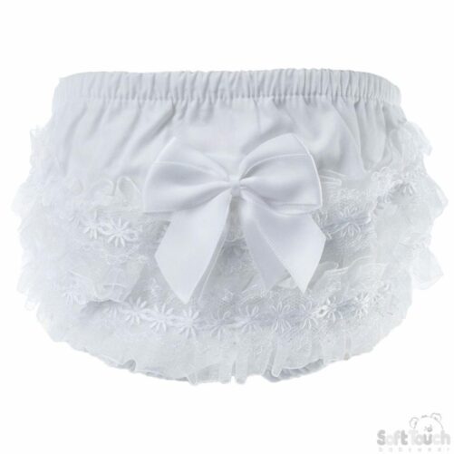 White Cotton Frill Pants