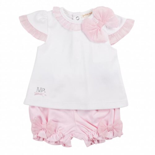 Mintini Pink Bow Top and Bloomers Set 6404