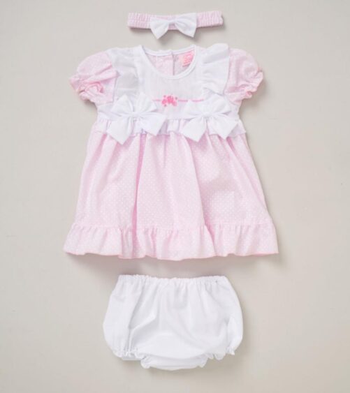 Pink Double Bow Frill Dress