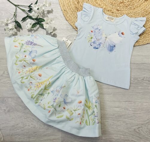 Neon Kids Blue Butterfly Skirt Set