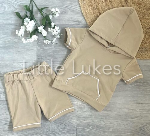 Kleo Kids Beige Hoodie and Shorts Set