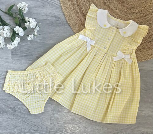 Caramelo Lemon Checkered Dress Set