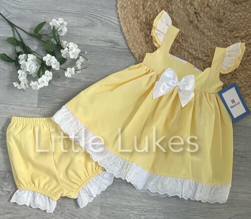 Kleo Kids Yellow Smocked Dress and Bloomers Set