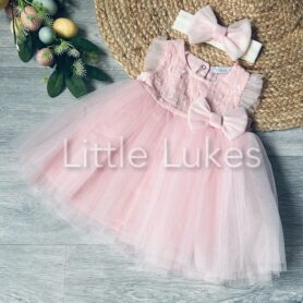 Visara Pink Butterfly and Bow Dress