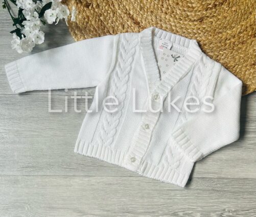 White Plain Knitted Cardigan