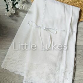 White Ribbon Fine Knit Shawl