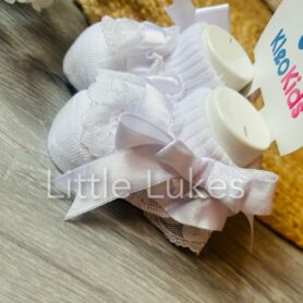 Kleo Kids White Frill Bow Socks
