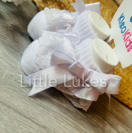 Kleo Kids White Frill Bow Socks