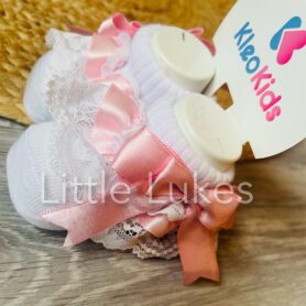 Kleo Kids Pink Frill Bow Socks