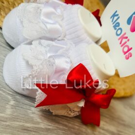 Kleo Kids Red Frill Bow Socks