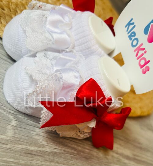 Kleo Kids Red Frill Bow Socks