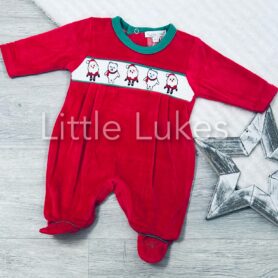 Smocked Christmas Velour All In One