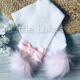 White and Pink Bow Scarf
