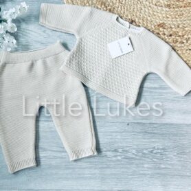 Little Nosh Beige Waffle Knitted Set