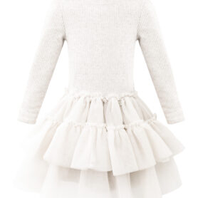 Jamiks White Knit Tulle Dress