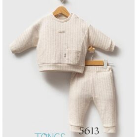 Beige Embossed Two Piece Set