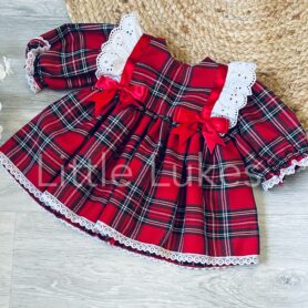Red Tartan Frill Bow Dress