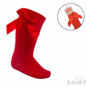 Red Bow and Heart Knee High Socks S141