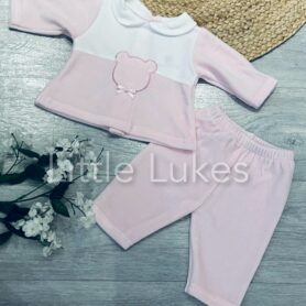 Pink Bear Velour Set