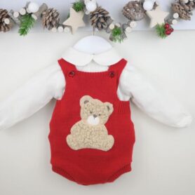 Pex Red Bear Dungaree Romper Set
