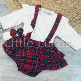 Visara Tartan Bow Jam Pants Dungaree Set