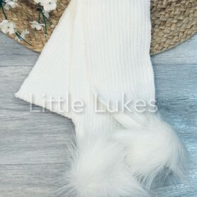 Kleo Kids White Pompom Scarf