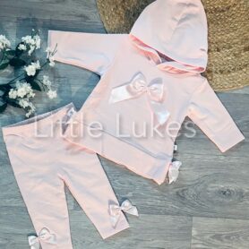Kleo Kids Pink Bow Hooded Two Piece Set