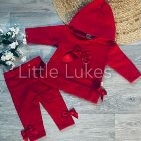 Kleo Kids Red Bow Hooded Two Piece Set