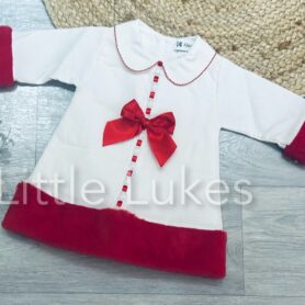 Kleo Kids Red Fur Trimmed Bow Dress